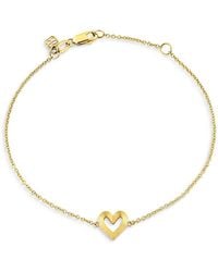 Sydney Evan - 14K Fluted Heart Chain Link Bracelet - Lyst