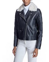 Maximilian - Leather Jacket With Shearling Collar - Lyst