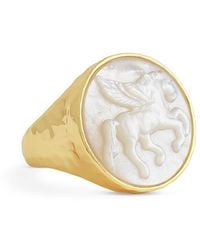 Anabel Aram - Mother Of Pearl Pegasus Coin Signet Ring - Lyst