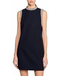 Sandro - Short Dress With Rhinestone Trim - Lyst