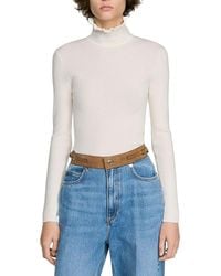 Sandro - Lana Wool Blend Ruffled Turtleneck Sweater - Lyst