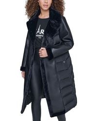 Karl Lagerfeld - Mixed Media Puffer Coat - Lyst