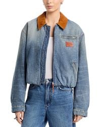 Acne Studios - Leather Collar Denim Bomber Jacket - Lyst