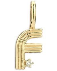 Adina Reyter - 9K Diamond Groovy Initial Charm Pendant - Lyst