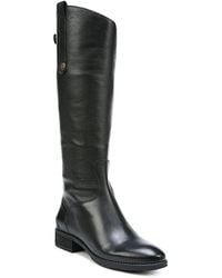 Sam Edelman - Wide Calf Penny Round Toe Leather Low-Heel Riding Boots - Lyst