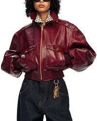 Willy Chavarria - Cropped Leather Bomber Jacket - Lyst