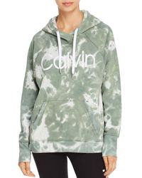 Calvin Klein Performance Tie - Dye Fleece Hooded Sweatshirt - Green