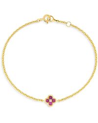 Bloomingdale's Fine Collection - Sapphire & Diamond Bezel Clover Chain Link Bracelet - Lyst