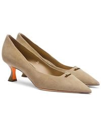 Santoni - Suede Mid-Heel Pump - Lyst