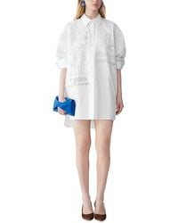 Carolina Herrera - Embroidered Oversized Button Front Top - Lyst