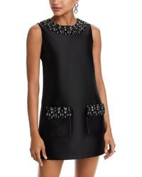 Self-Portrait - Taffeta Embellished Trim Mini Dress - Lyst