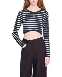 Sandro - Cropped Striped Tee - Lyst