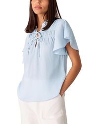 Whistles - Flutter Sleeve Tie Front Blouse - Lyst