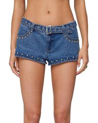Edikted - Grommet & Stud Denim Micro Shorts - Lyst