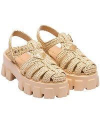Prada - Monolith Crochet Cage Sandals - Lyst