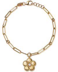 Roberto Coin - 18k Yellow Gold Daisy Diamond Flower Charm Link Bracelet - Lyst