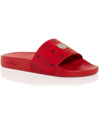 red mcm sandals