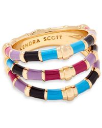 Kendra Scott Essie Mixed Colour Triple Row Band Ring In 14k Gold Plated - White