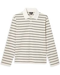 A.P.C. - A. P.C Manches Long Sleeve Striped Polo Shirt - Lyst