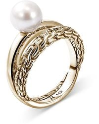 John Hardy - 14K Jh Essential Cultured Freshwater Pearl Crossover Ring - Lyst