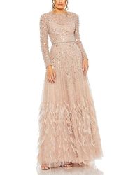 Mac Duggal - Feather Detail Embellished Sequin Gown - Lyst