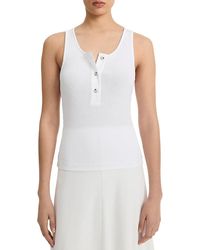 Vince - Mixed Media Henley Tank Top - Lyst