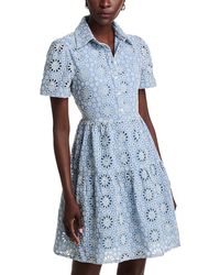 Gracia - Eyelet Short Sleeve Dress - Lyst