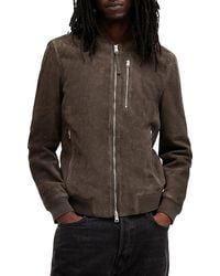 AllSaints - Kemble Suede Bomber Jacket - Lyst