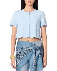 Maje - Beaded Pointelle Knit Cardigan - Lyst
