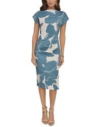 Donna Karan - Printed Scuba Boat Neck Sheath Dress - Lyst