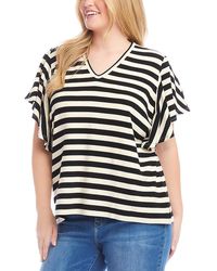 Karen Kane - Plus Size Striped Flutter Sleeve V Neck Top - Lyst