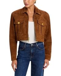 L'Agence - Micah Suede Oversized Collar Jacket - Lyst