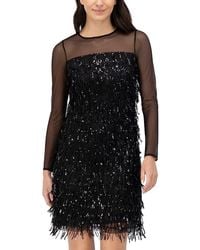 Eliza J - Illusion Sequin Fringe Shift Dress - Lyst