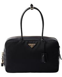 Prada - Large Re-Nylon And Leather Top-Handle Bag With Padlock - Lyst