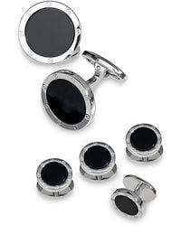 Jan Leslie - Round Rivet Etched Sterling & Onyx Stud & Cufflink Set - Lyst