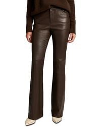 Vince - Leather Mid Rise Stretch Straight Leg Pants - Lyst