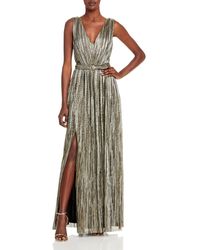 Eliza J Shimmering Belted Gown - Metallic