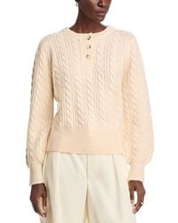 SINGLE THREAD - Quarter Placket Cable Knit Sweater - Lyst