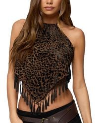 Edikted - Printed Backless Tassel Handkerchief Top - Lyst