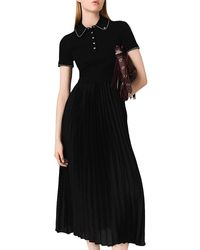 Maje - Polo Collar Pleated Maxi Dress - Lyst