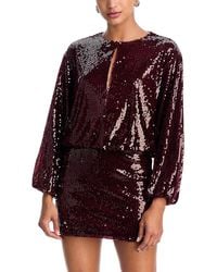 Aqua - Sequin Long Sleeve Mini Dress - Lyst