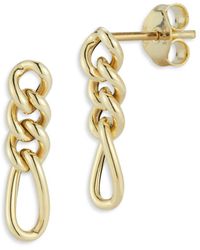 Moon & Meadow Figaro Chain Drop Earrings In 14k Yellow Gold - Metallic