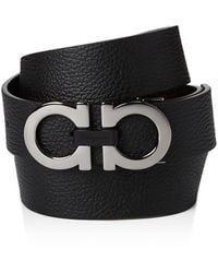 Ferragamo - Salvatore Double Gancini Buckle Reversible Leather Belt - Lyst