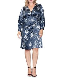 Standards & Practices - Plus Size Faux Wrap Satin Dress - Lyst