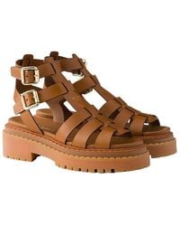 Prada - Leather Sandals With Ankle Straps - Lyst