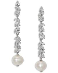 Nadri - Sav Cubic Zirconia Cluster & Cultured Freshwater Pearl Linear Drop Earrings - Lyst