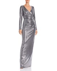 aqua belted sequin gown