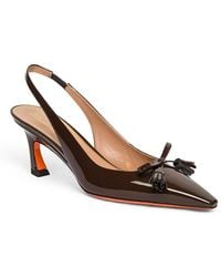 Santoni - Patent Leather Mid-Heel Slingback Pumps - Lyst