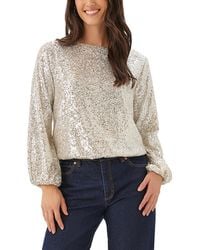 Karen Kane - Boat Neck Blouson Sleeve Sequin Top - Lyst