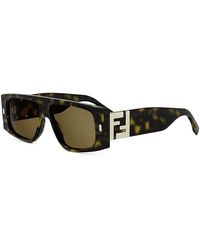 Fendi - Ff Squared Rectangular Sunglasses, 56Mm - Lyst
